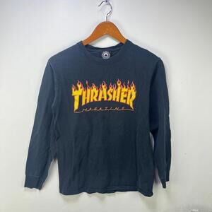 Vintage Thrasher Flame Logo Faded LS Shirt Small